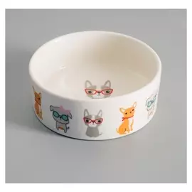 Миска керамическая "Важный пес", 11,5 х 5 см, белая