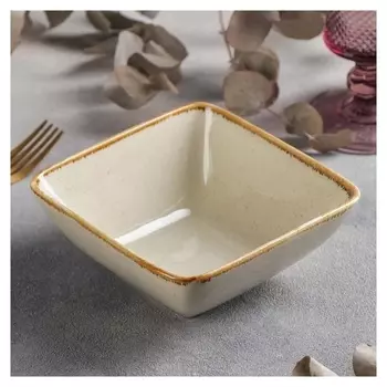 Миска квадратная «Опал», 14×6 см, цвет бежевый