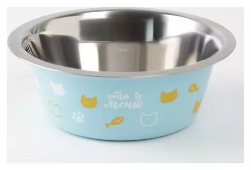 Миска металлическая для кошки «Любимое меню», 350 мл, 13х4.5 см