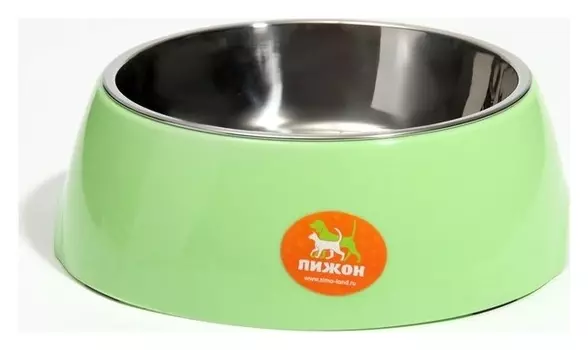 Миска металлическая на пластиковом основании, зелёная, 22 х 8 см