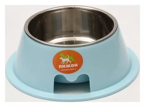 Миска металлическая с высоким бортом, на пластиковом основании, 13,5 х 6,6 см, голубая, 500 мл 73337