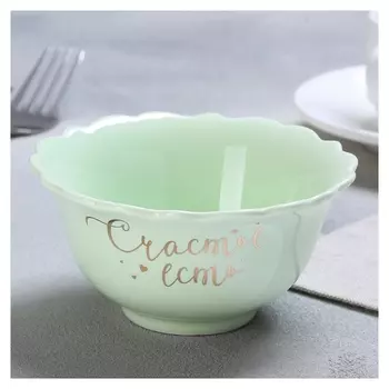 Миска Счастье есть, цвет салатовый, диаметр12 см