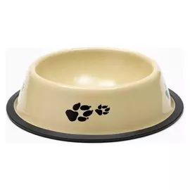 Миска железная с нескользящим основанием 18 х 4,5 см, 470 мл, бежевая