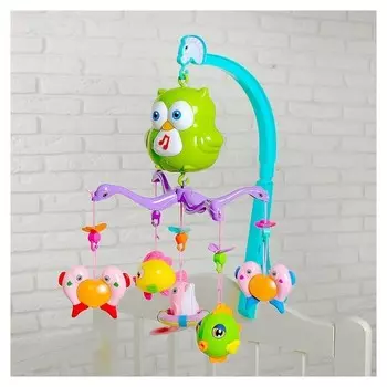 Мобиль музыкальный Совушка работает от батареек