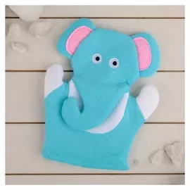 Мочалка-варежка детская 22 см "Слоник"