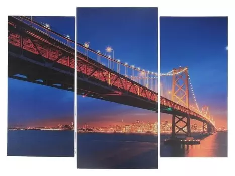 Модульная картина "Золотой мост" (2-25х52; 1-30х60) 60х80 см