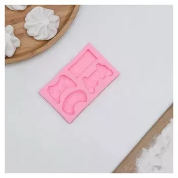 Молд кондитерский доляна «Джойстики», 10×6×1,4 см, 4 ячейки, цвет розовый