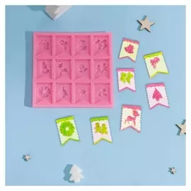 Молд «Новогодние флажки», 13,5×13,5×0,8 см