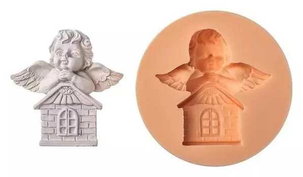 Молд силикон "Ангел на домике"4,5х4,5 см