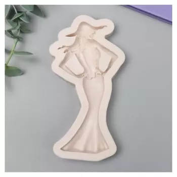 Молд силикон "Девушка в шляпке и длинном платье" 14х6,3 см 1,9х15,5х8 см