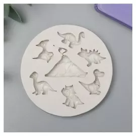 Молд силикон "Динозаврики и вулкан" 7 предметов 1х7,3х7,3 см