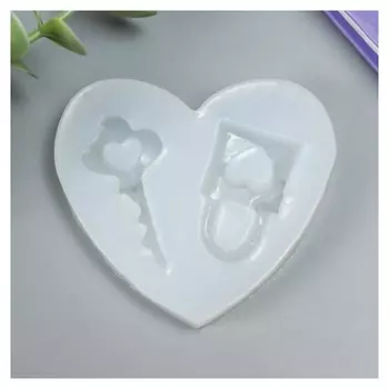 Молд силикон "Ключик и замочек с сердцами" 2 предмета 6,5х6х1 см