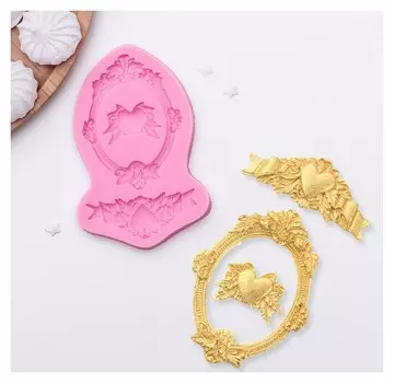 Молд силиконовый 12,5×8,2 см "Сердца, рамка, лепнина"