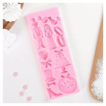 Молд силиконовый 16×6 см "Свадебная атрибутика"