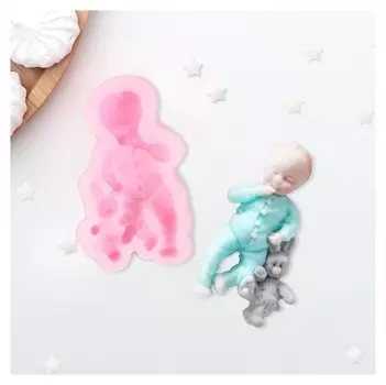 Молд силиконовый «Мальчик и зайчик», 9,1×5,4 см