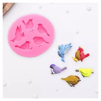 Молд силиконовый «Пять птиц», 6×5,5 см