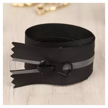 Молния «Спираль», водонепроницаемая, со светоотражающей лентой, №7, неразъёмная, 19 см, цвет чёрный