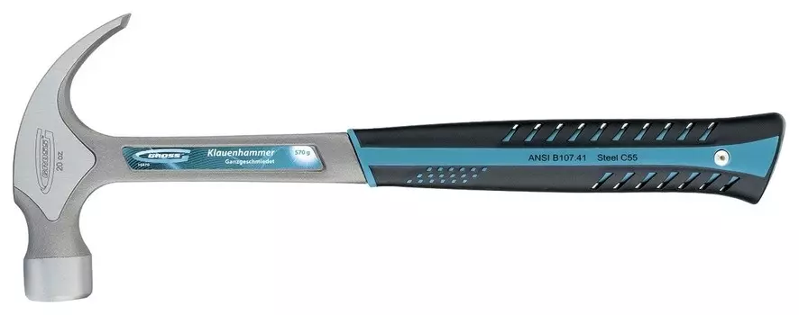 Молоток-гвоздодер, 570 г, цельнокованый, трехкомпонентная рукоятка