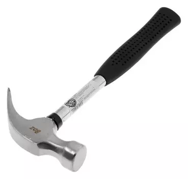 Молоток-гвоздодер лом, металлическая обрезиненная рукоятка, 225 г