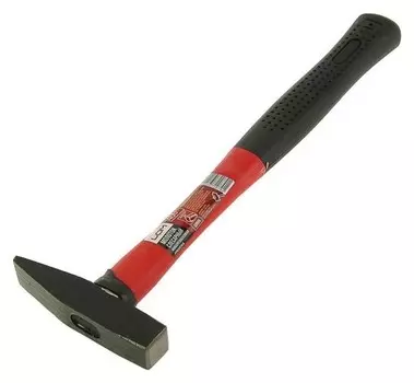 Молоток слесарный Lom, квадратный боек, фиберглассовая обрезиненная рукоятка, 400 г