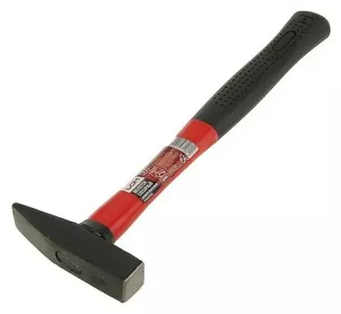 Молоток слесарный Lom, квадратный боек, фиберглассовая обрезиненная рукоятка, 500 г