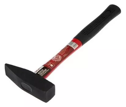 Молоток слесарный Lom, квадратный боек, фиберглассовая обрезиненная рукоятка, 800 г