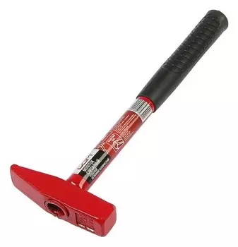 Молоток слесарный Lom, квадратный боек, металлическая обрезиненная рукоятка, 300 г