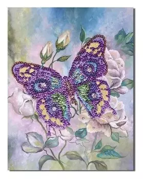 Мозаика из пайеток на холсте "Бабочка"