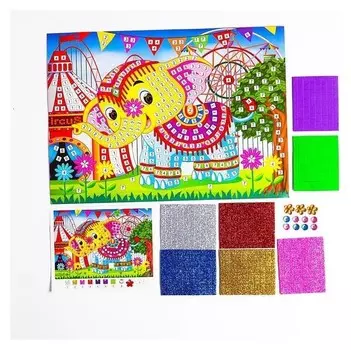 Мозаика стикерная "Добрый слоник" блестки, стразы