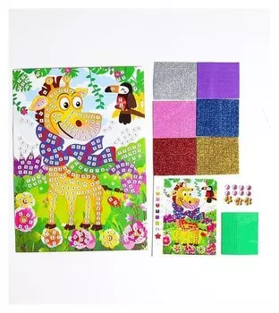 Мозаика стикерная "Жираф в шарфике" блестки, стразы