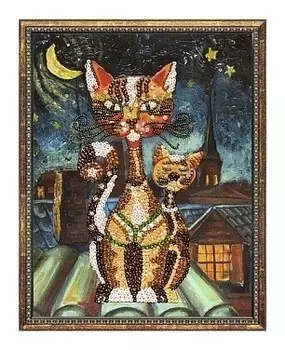 Мозайка из пайеток на холсте Коты