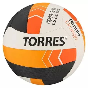 Мяч волейбольный Torres Simple Orange, размер 5, синтетическая кожа (Тпу), машинная сшивка, бутиловая камера, бел-г