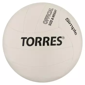 Мяч волейбольный Torres Simple, размер 5, синтетическая кожа (Тпу), машинная сшивка, бутиловая камера, бело-че