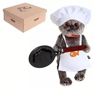 Мягкая игрушка Басик шеф-повар + кухонная посуда