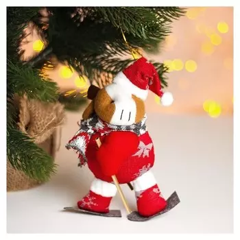 Мягкая игрушка «Бычок на лыжах», на подвесе