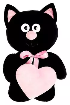 Мягкая игрушка Котик с сердцем цвет чёрный 30 см