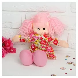 Мягкая игрушка "Кукла" в цветном платье с кружевами
