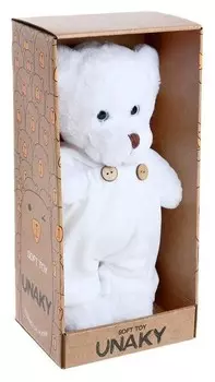 Мягкая игрушка Медведица сильва в белом комбинезоне, 33 см