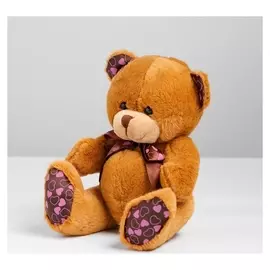 Мягкая игрушка Мишка с бантом, на лапках и ушах сердечки