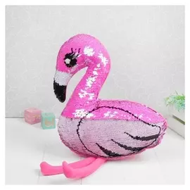 Мягкая игрушка Розовый фламинго пайетки