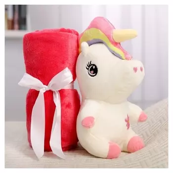 Мягкая игрушка с пледом "Единорожка"