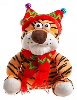 Мягкая игрушка Тигр в шапке, 15 см