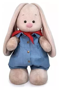 Мягкая игрушка Зайка Ми в джинсовом комбинезоне, 25 см