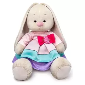 Мягкая игрушка «Зайка Ми в трехцветном платье», 34 см