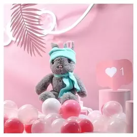 Мягкая игрушка Зайка, с шапкой и шарфом