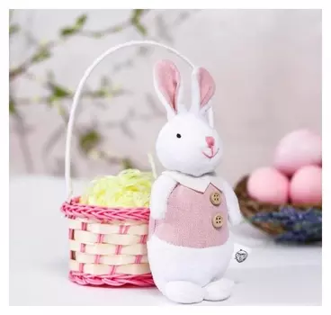 Мягкая игрушка Зайка в костюме, цвет розовый