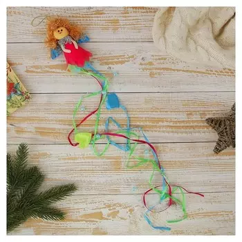 Мягкая подвеска "Ангелочек - шлейф с сердечками" 10*7 см разноцветный