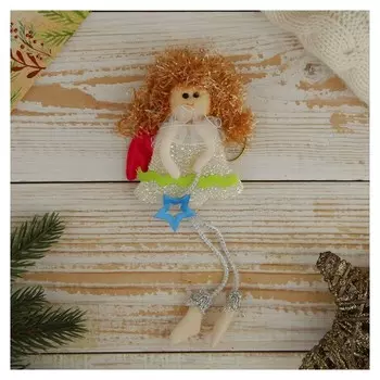 Мягкая подвеска "Ангелочек со звездой - длинные ножки" 15*8 см