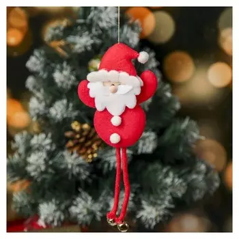 Мягкая подвеска "Дед мороз с помпошками" 6,5*20 см красный