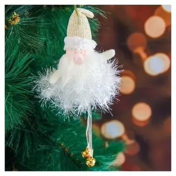 Мягкая подвеска "Дед мороз в колпаке - пушинка" 15 см